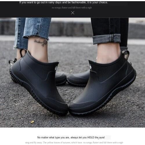 Rain Boots Womens Short Summer Men Low Top Rubber Boots Shoe Cover Anti-slip Rubber Shoes Waterproof Shoes Outdoor Adult 35-44
