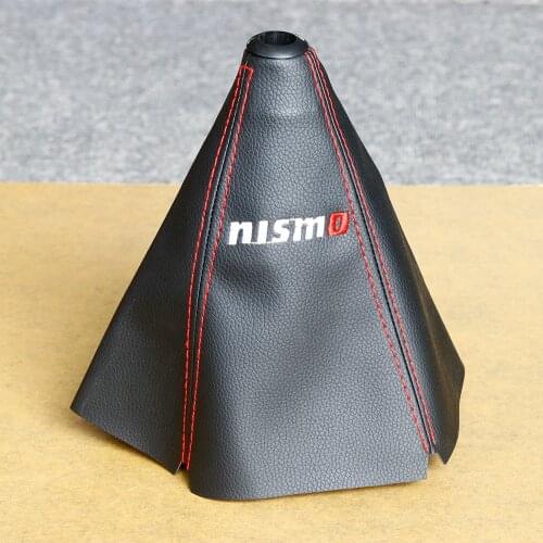 JDM Style Manual Mugen Ralliart Nismo PVC Leather Shift Knob Boot Cover Shifter Lever Collars for Universal Car