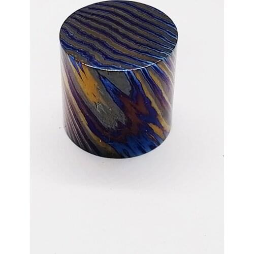 Handmade Titanium Alloy Damascus Steel Timascus Rod Round Bar 25MM*25MM Diameter 25mm Height 25mm