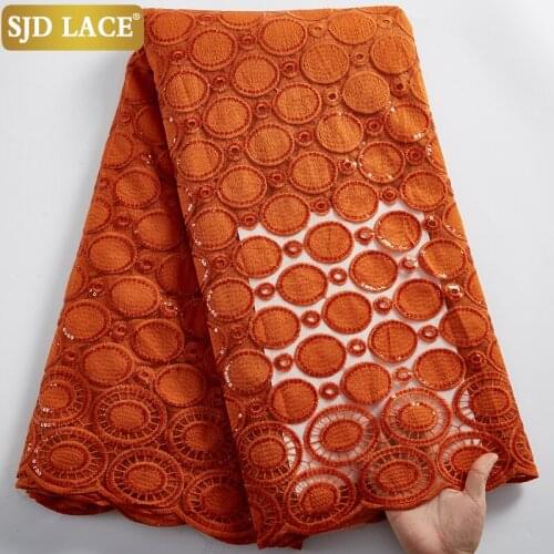 SJD LACE Latest African Lace Fabric 2021Caramel Sequins Milk Silk Tulle High Quality French Mesh Lace Fabrics For Wedding A2416