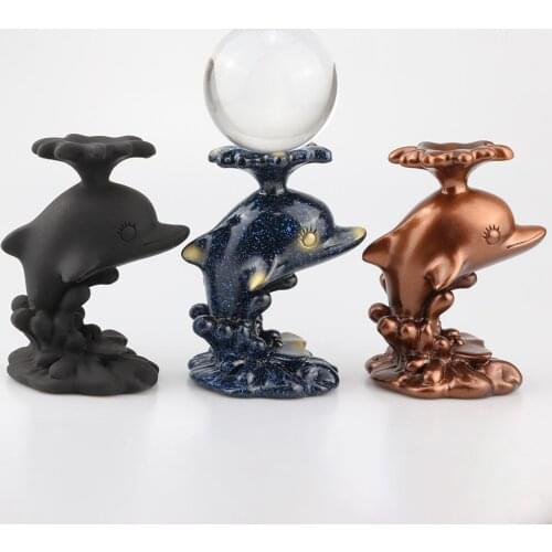 Dolphin Figurine Display Stand for Crystal Glass Lens Ball Divination Photography Lensball Base 60 80 100mm Magic Sphere Holder