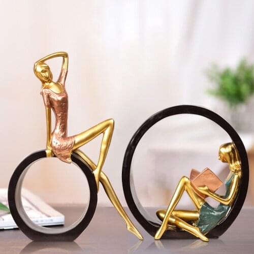 RESIN CREATIVE PERSONALITY GIRLS STATUE HOME DECOR CRAFTS ROOM DECORATION OBJECTS RESIN FIGURINES WINE CABINET STUDY ORNAMENTS