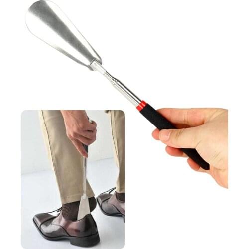 Telescopic Stainless Steel Shoe Horn Reach Metal Flexible Handle Shoehorn Remover Pregnant Women Aged Lifter Aid Slip Shoe Pull