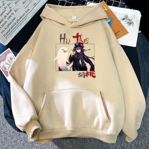 2021 Kawaii Genshin Impact Printed Hu Tao Hoodie Men Women Sweatshirts Pocket Clothing Harajuku Fashion Streetwear Hoody