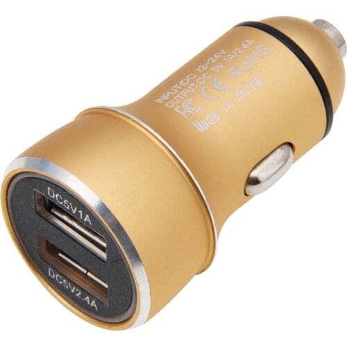 Universal Dual USB Car Charger Adapter Metal Flat Mobile Phone Charging 5V 2-Ports Phone Car Charger 300pcs/lot