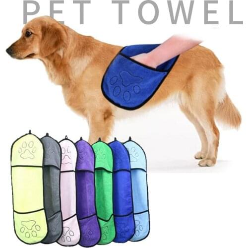 Pet Dog Bath Towel With Hand Pockets Durable Ultra Soft Super Absorbent Quick Dry Towel For Dogs Cats Bathrobe Cleaning Supplies