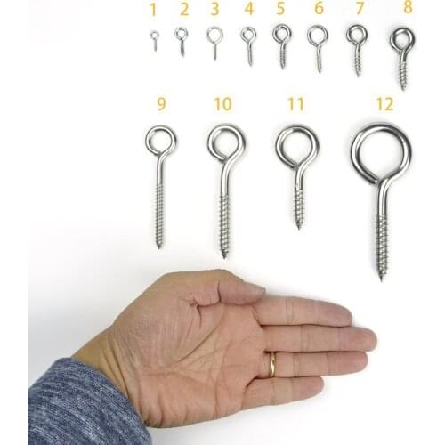 12 Kinds of Eye Screw Bolt Hook 304 Stainless Steel Screw Eye DIY Rope Accessories Wood Screws Jewellery Accessories