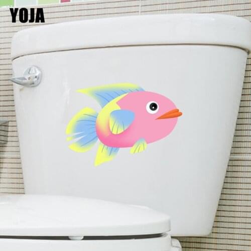 YOJA 23.2*16.5CM Lovely Fish Toilet Sticker Kids BedRoom Home Wall Decal Decoration T3-1045