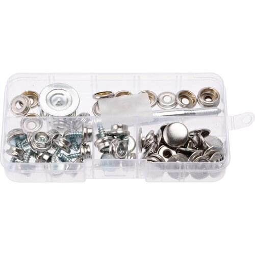 62pcs Snap Fastener Screw Buttons Stainless Steel Press Stud Button Sockets Screw Studs Canvas Cap for Leather Jackets Handbag