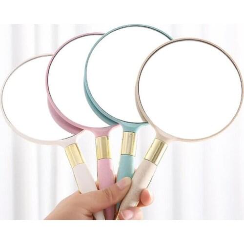 1pc Hand Makeup Mirror Plastic Vintage Hand Mirrors Makeup Vanity Mirror Round Hand Hold Cosmetic Mirror With Handle For Gifts