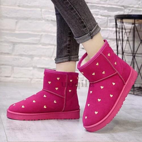 Love pattern Winter Boots Women 2021 Thick Plush Warm Snow Boots Women fur winter Shoes Factory direct sales red