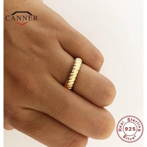 CANNER 925 Sterling Silver 2020 Popular Minimalist Niche Twist Rings female Ring for Women Gold Color Ladies Jewelry anillos