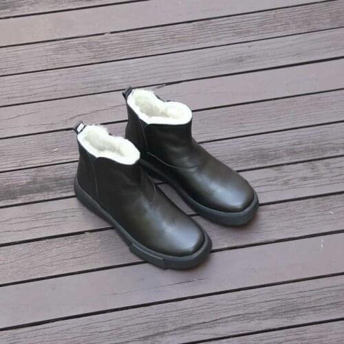 Cowhide + sheepskin wool integrated snow boots