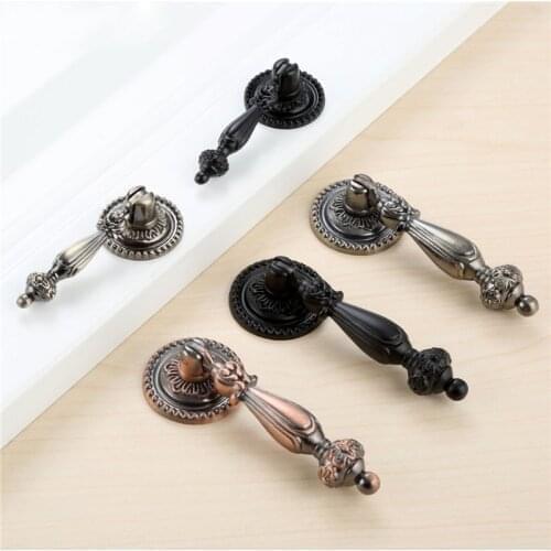 1Pc Antique Pendant Cabinet Knobs and Handles Wardrobe Door Pulls Dresser Drawer Handles Kitchen Cupboard Handle