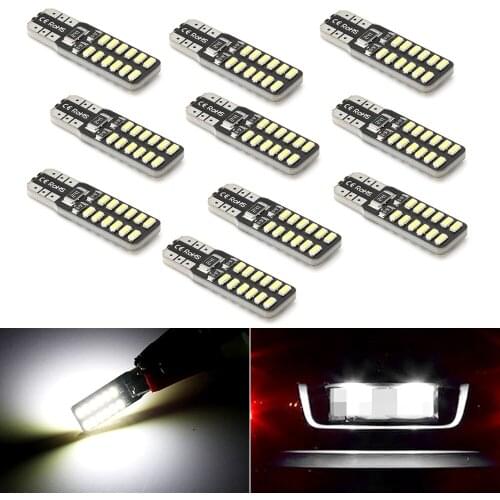 10x Car LED Bulb CANBUS T10 4014 24smd 24led Bulbs Signal Lamp Dome Reading License Plate Light Car Interior Lights Auto 12V