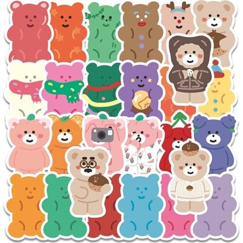 27Pcs Cute Bear Cartoon ​Hand Account Stickers For Mobile Phone Diy Refrigerator Skateboard Car Accessories Sticke