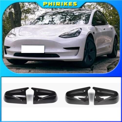 Model3 Accessories Car Side Mirror Cover For Tesla Model 3 2021 Mirror Cover Carbon Fiber ABS Model Three Rearview New