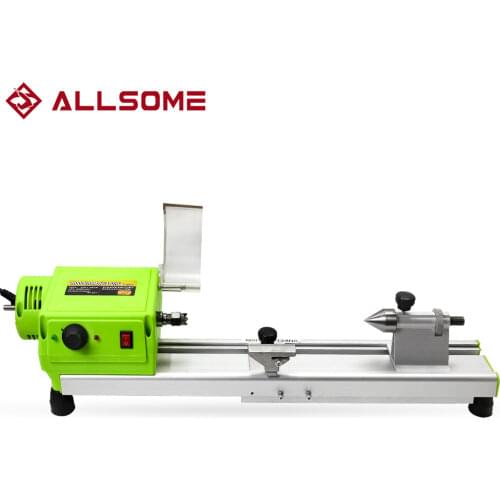 ALLSOME BG-3306 Variable Speed Mini Benchtop Wood Lathe MICRO Woodturning Lathe Grinding Polishing Beads Drill Rotary Tool Set
