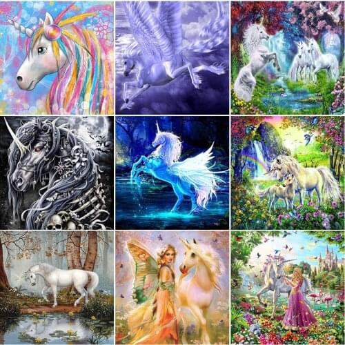 Diamond Painting Cross Stitch Kits Unicorn Elf Girl Resin Full Square Round 5D Diy Drill Embroidery Mosaic Home Decor
