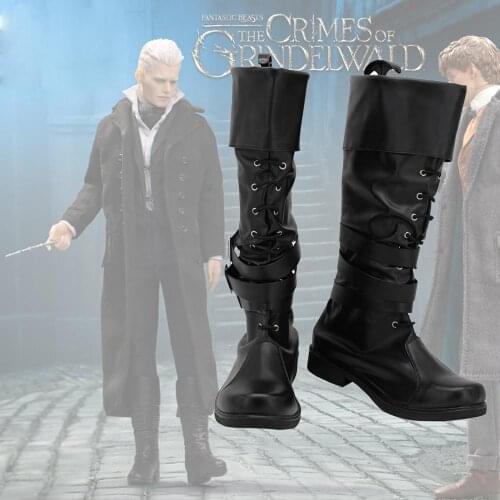 Fantastic Beasts The Crimes of Grindelwald Gellert Grindelwald Cosplay Boots Black Leather Shoes