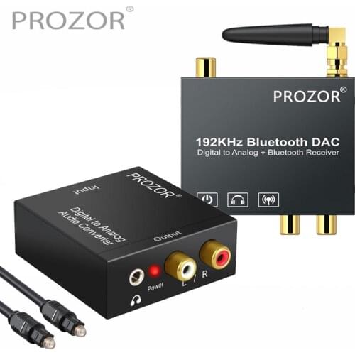 Digital to Analog Audio Converter Bluetooth-Compatible DAC Converter 192kHz Coaxial Toslink to Analog Stereo RCA Audio Adapter