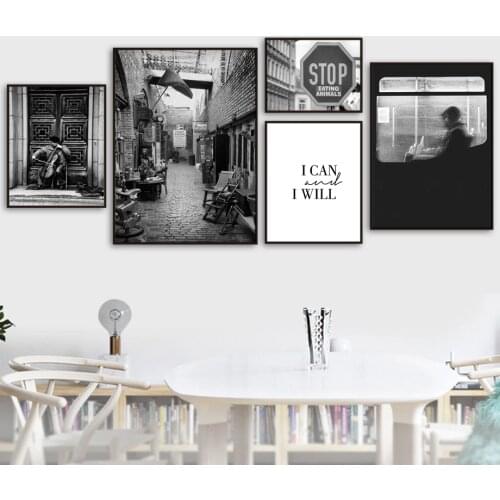 Door Street Cellist Vintage Wall Art Canvas Painting Nordic Posters And Prints Black White Wall Pictures For Living Room Decor