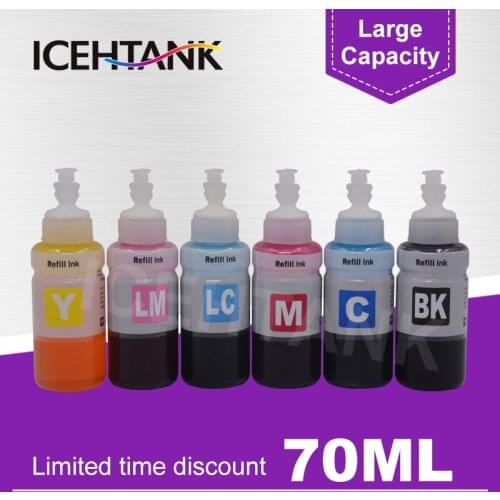 ICEHTANK Dye Ink 70ml Bottle Ink Refill Kit For Epson T6731 T6732 T6733 T6734 T6735 T6736 For L800 L805 L810 L850 L1800 Printer