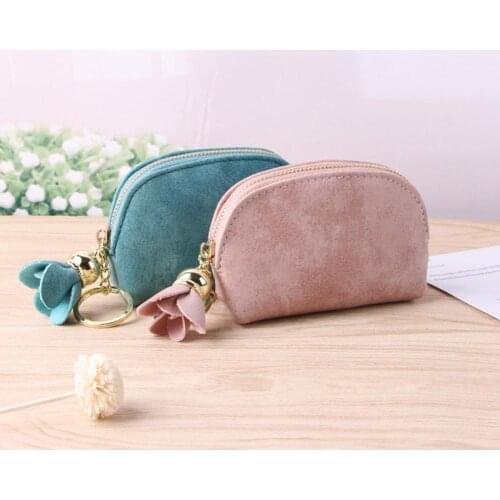 Women Faux Leather Coin Purse Card Keys Holder Organizer Zipper Mini Wallet Card Bag Buckle Multi-function Wallet