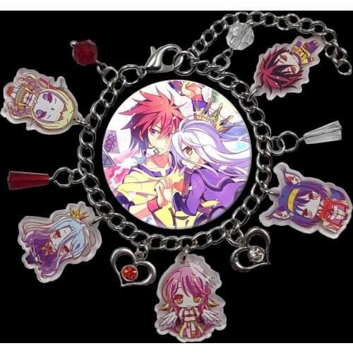 Hot Sale Korean Style Acrylic Charm NO GAME NO LIFE Chain Novel Anime Bracelet For Women Heart Bead Cute Birthday Party Gift