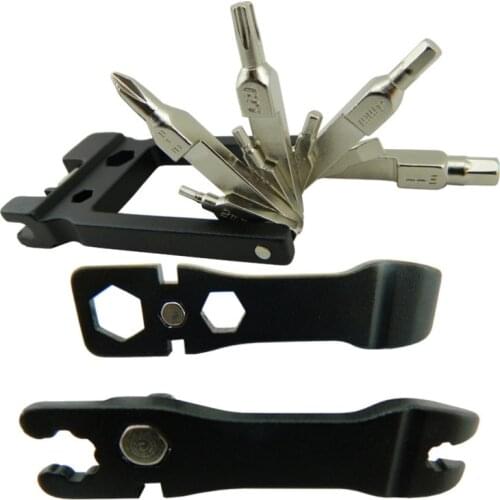 MTB/Road/Bicycle Multi function Plier Valve Repair Tool 19-in-one Fold Bike Metal Screwdriver Wrench Removal Repair Multi-tool