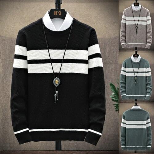 Mens winter new sweater mens casual winter warm pullover mens ball fashion sweater shirt