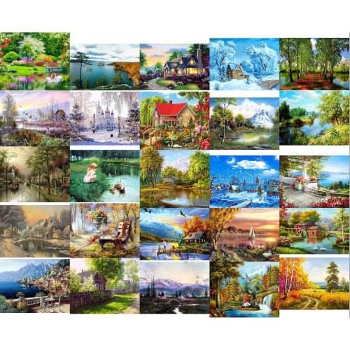 Snowing senenery 6 Needlework,Sets For full Embroidery kits,Home decor 14/18/28ct /11ct white canvas,Dmc,Diy,Cross stitch