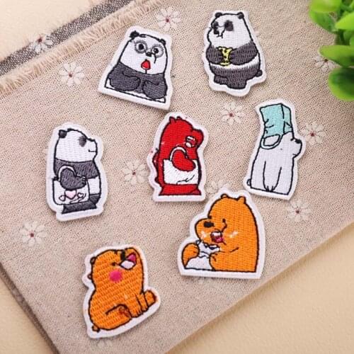 New Model Is Selling Cute Cartoon Animals, Polar Bear, Panda, Embroidered Cloth Stick DIY Clothes Decoration Patch Stick