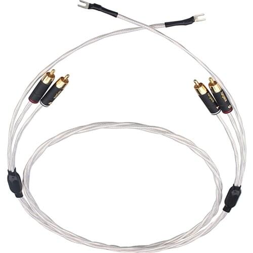 New HiFi Audio Connect Silver Supreme Reference Cables Vinyl LP Tonearm Cable with Ground Wire for Amplifier CD Player Concert