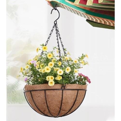 Hanging Coconut Planter Vegetable Flower Pot Basket Liners Planter Garden Decoration Iron Art Garden Flower Planters Flower Pot