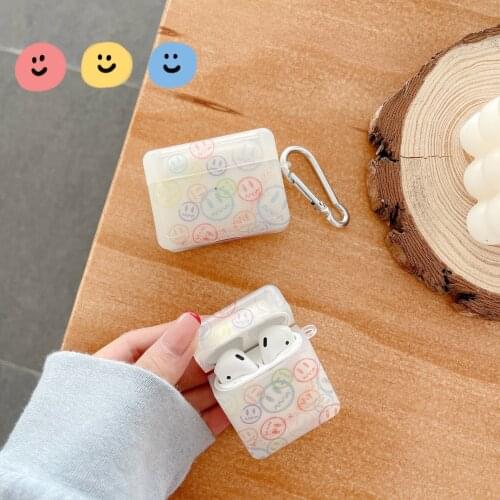 Transparent Smiley Protective Earphone Shell for Apple Airpods 1 2 Pro Bluetooth Wireless Earphone Protective Cover Capa Case
