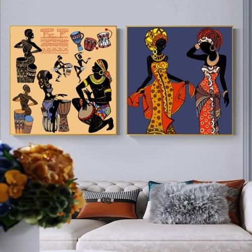 Retro African Woman Oil Painting on The Wall Posters and Prints Wall Art Canvas Pictures for Living Room Home Decoration