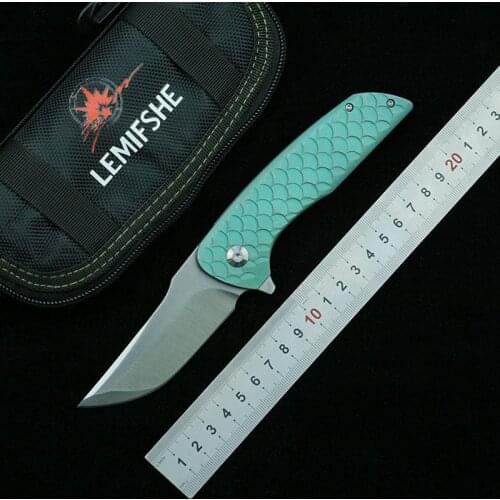 LEMIFSHE Hokkaido Folding Knife M390 Blade Titanium Alloy Handle Outdoor Camping Survival Kitchen Knife Utility Knife EDC Tool