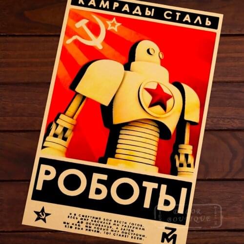 Soviet Robot USSR constructive industry Classic Cartoon propaganda Retro Decorative Wall Canvas Stickers Posters Bar Home Decor