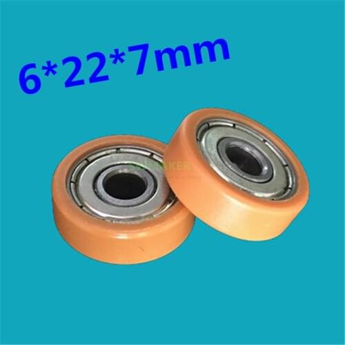 SWMAKER 6*22*7mm F type idler pulley ball bearings 626 bearing POM flat slide Bathing room wheel Good Quality Orange