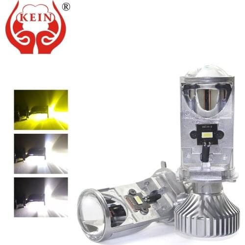 KEIN Tricolor Mini Projector Lens H4 Led Headlight White Hi/Lo Beam Automobiles Conversion Kit Aluminum Parts External Headlamp