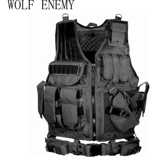 Outdoor Hunting Tactical Vest Police Military Vest Paintball Army Gear Molle Carrier Airsoft Combat Mesh Vest With Gun Holster