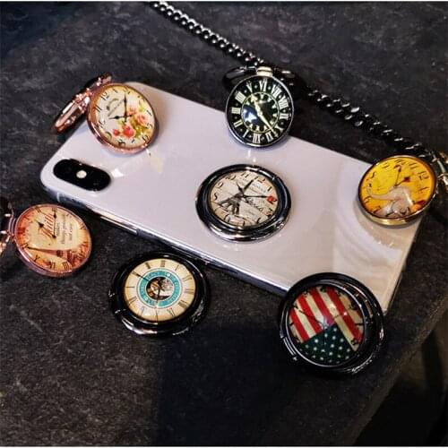 Vintage Flag Ring Mobile Phone Stand Holder For iPhone 12 pro Huawei Samsung cell Smart Round Phone holder Car Mount Stand