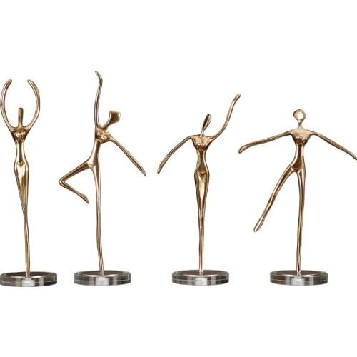 [VIP]Modern Minimalist Ballet Girl Home Decoration Dance Room Decorations Study Tabletop Furnishings Copper Crafts