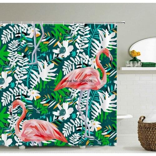 3d Bathroom Curtains Flowers leaves Flamingo Waterproof Shower Curtains With Hooks Home Decoration Washable Fabric Bath Screen