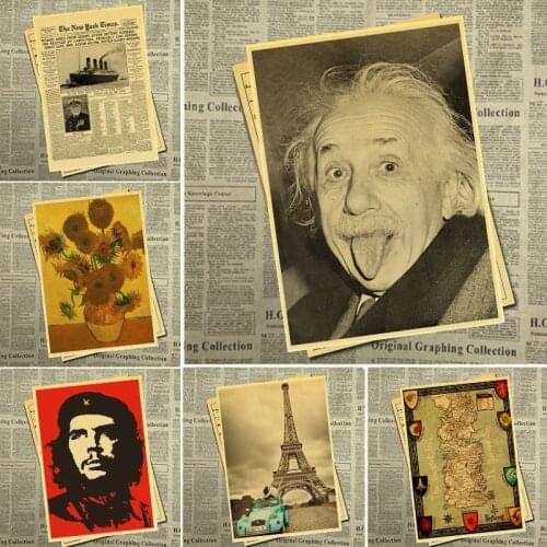 Funny Abstract Retro Poster Decoration in Wall Mixed Style Poster Cafe Children Home Decoration Kraft Paper