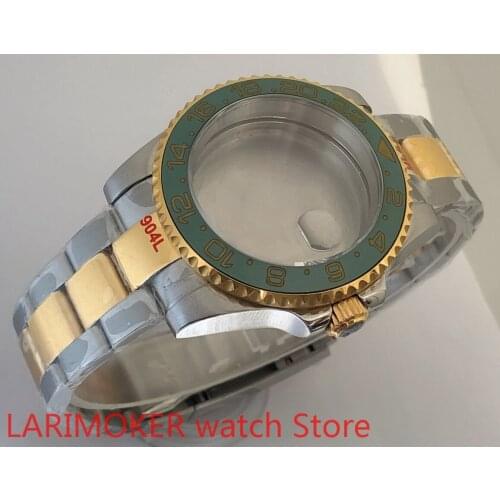 Sealed back 40mm sapphire glass with 904L stainless steel gold bracelet with ETA NH36 MH35 cases bezel sea green