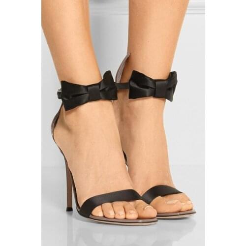 Women High Heel Sandals Fashion Bowtie Open Toe Shoes Women Thin Heeled Ladies Footwear Size 34-45 Big Size Sandals