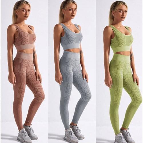 2 Pcs Seamless Women Yoga Set Workout Sportswear Gym Clothing Fitness Bra Pants Crop Top High Waist Leggings Sports Suits