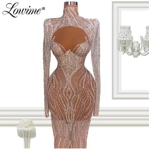 6 Designs Illusion Sequins Mermaid Evening Dresses 2021 Custom Made Long Sleeves Celebrity Dress Plus Size Wedding Party Dress